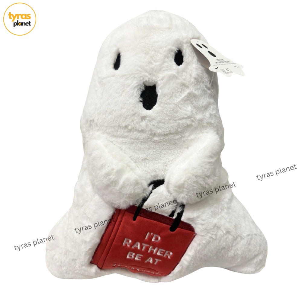 HOME GOODS Halloween Ghost Plush Pillow “I’d Rather Be At HomeGoods” NWT